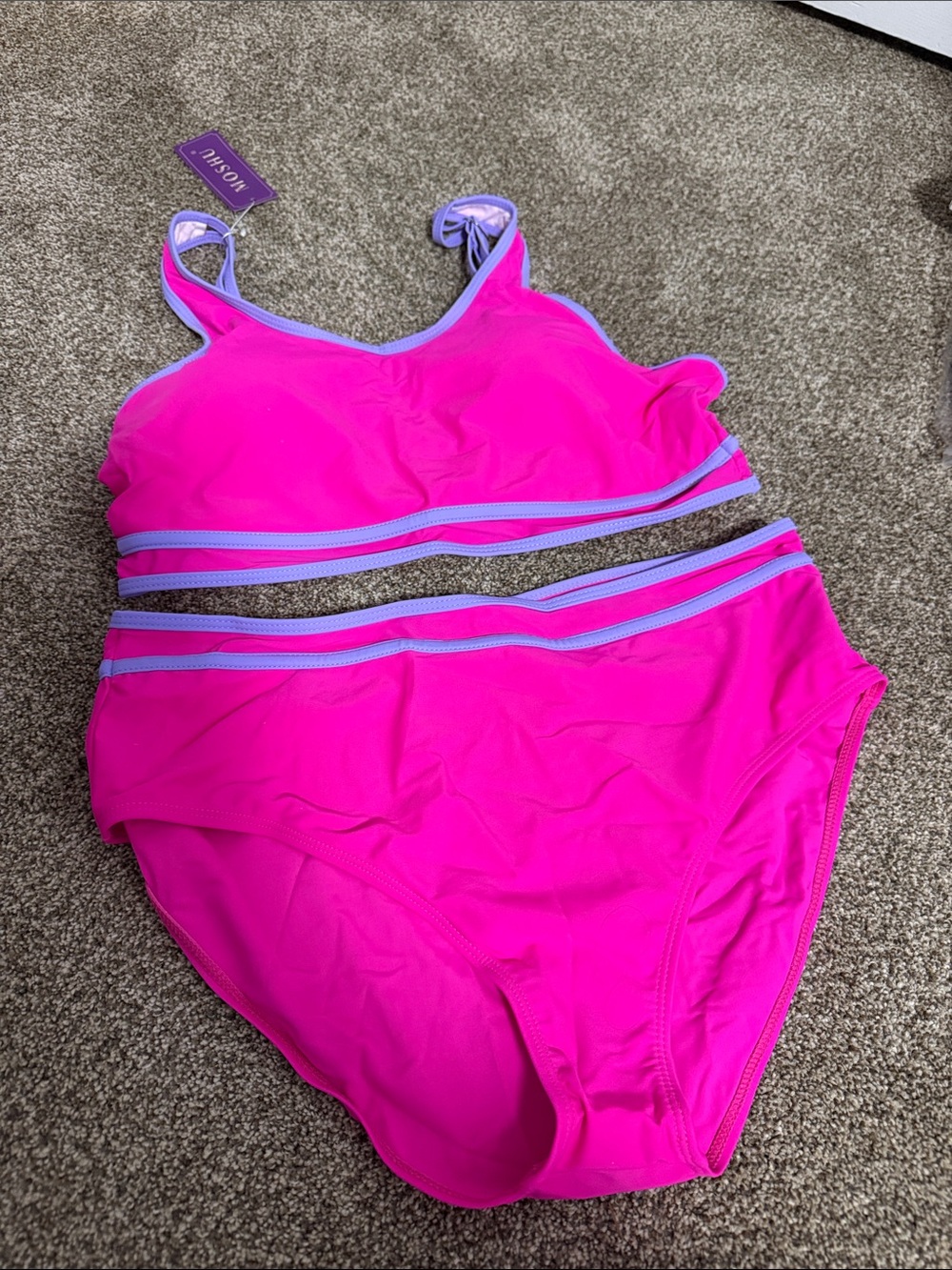 Bright Pink Bikini with Lavender Trim